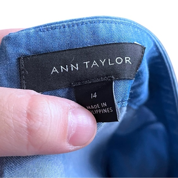 Ann Taylor Chambray Lace Up Flowy Flair Skirt size 14 - Picture 5 of 6